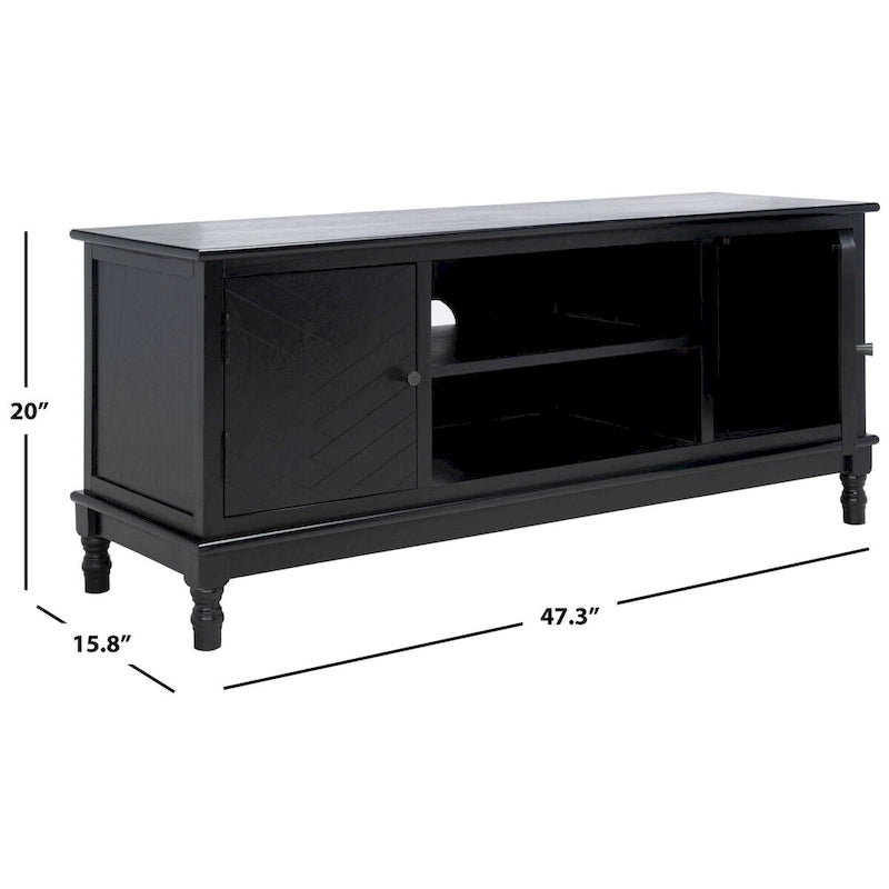 2-Door TV Media Stand with Herringbone Pattern - 47W x 16D x 20H