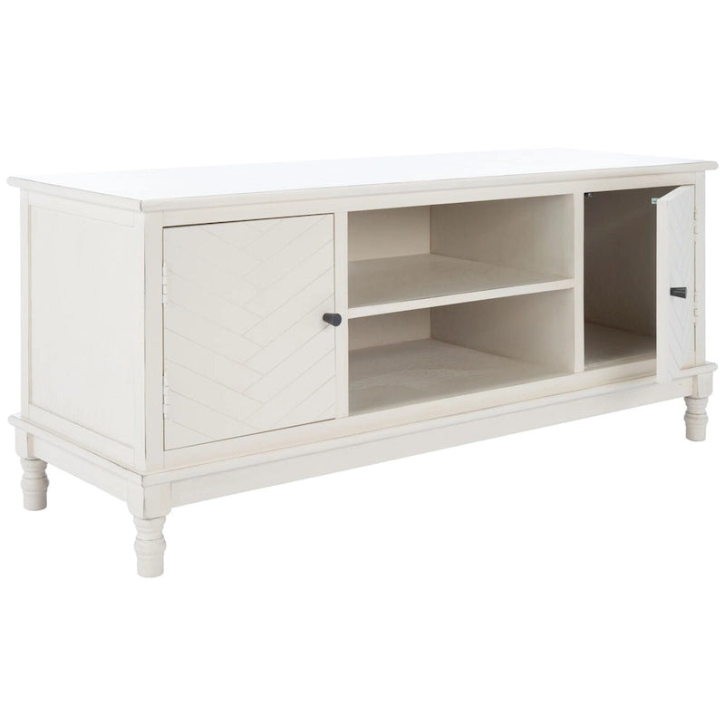 2-Door TV Media Stand with Herringbone Pattern - 47W x 16D x 20H