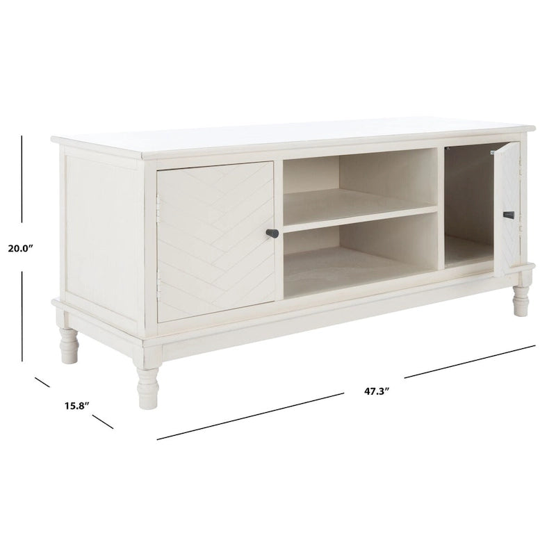 2-Door TV Media Stand with Herringbone Pattern - 47W x 16D x 20H
