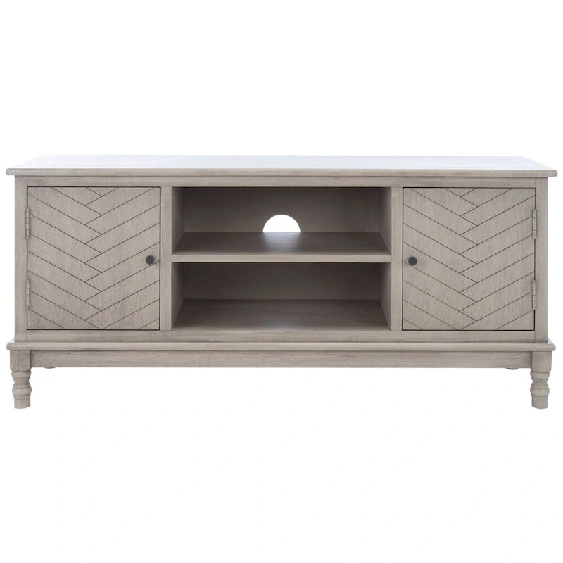 2-Door TV Media Stand with Herringbone Pattern - 47W x 16D x 20H