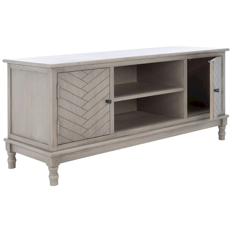 2-Door TV Media Stand with Herringbone Pattern - 47W x 16D x 20H
