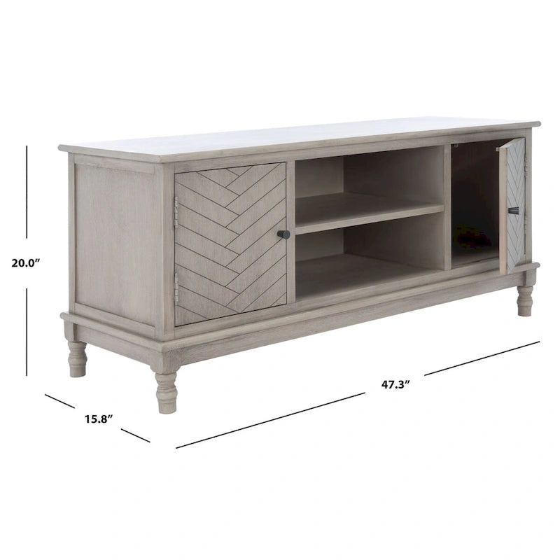 2-Door TV Media Stand with Herringbone Pattern - 47W x 16D x 20H