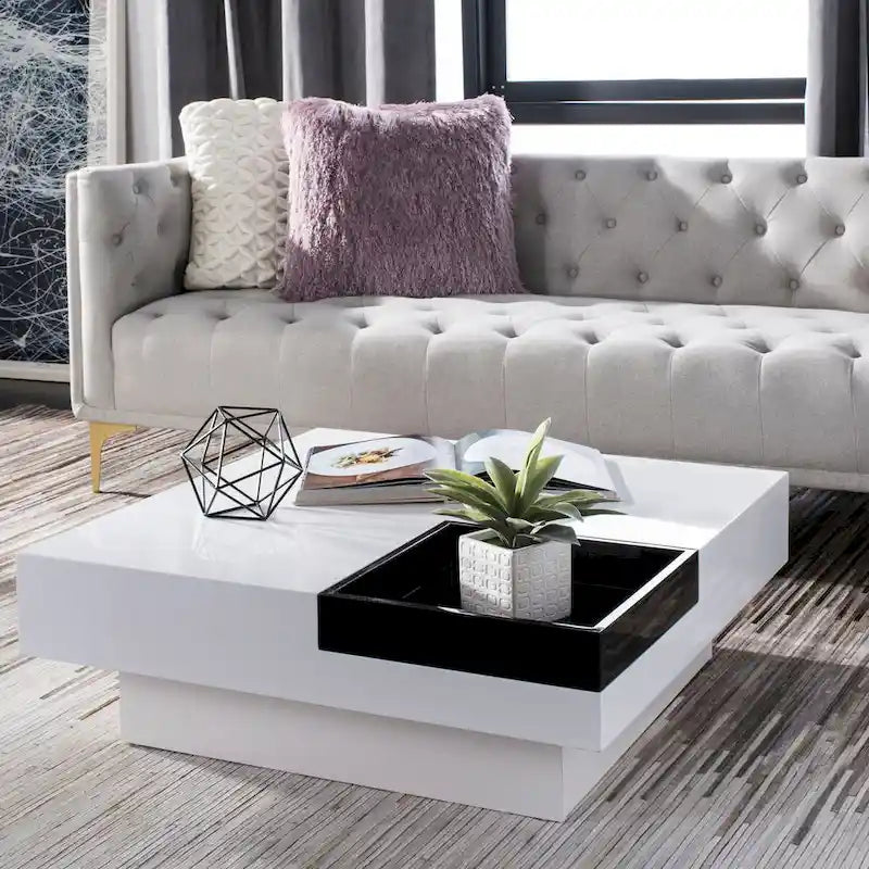 SAFAVIEH Phylis White/ Black Coffee Table - 35.4 x 35.4 x 11.8 - 35Wx35Dx12H