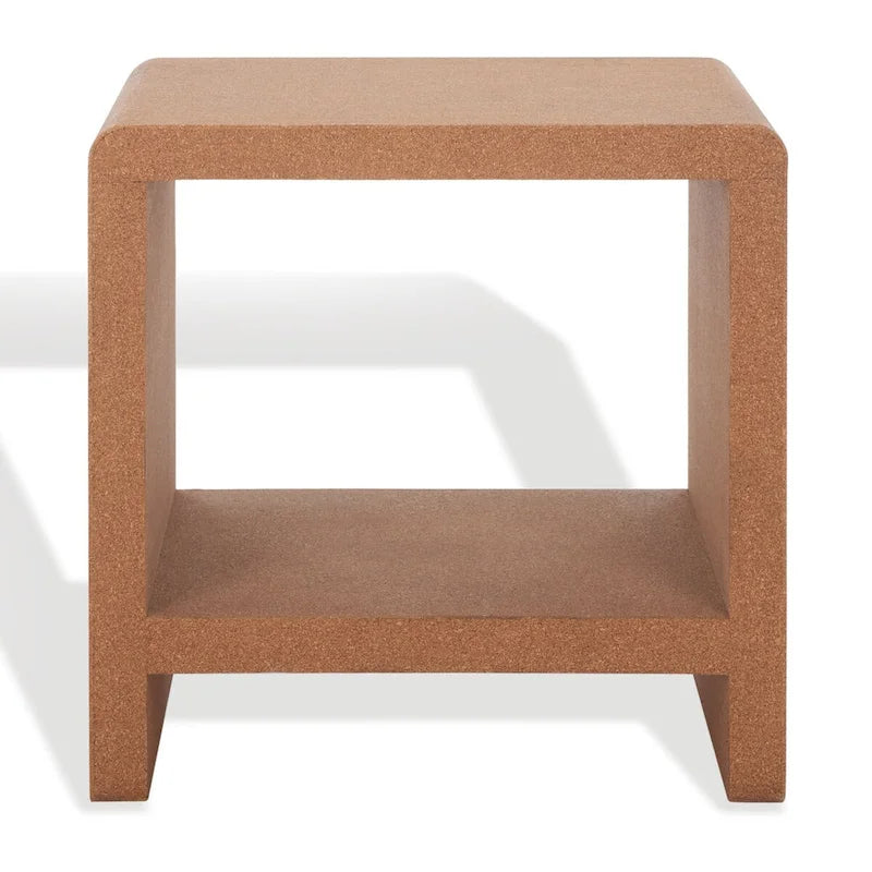 Cork Accent Table with Shelf - Waterfall Design