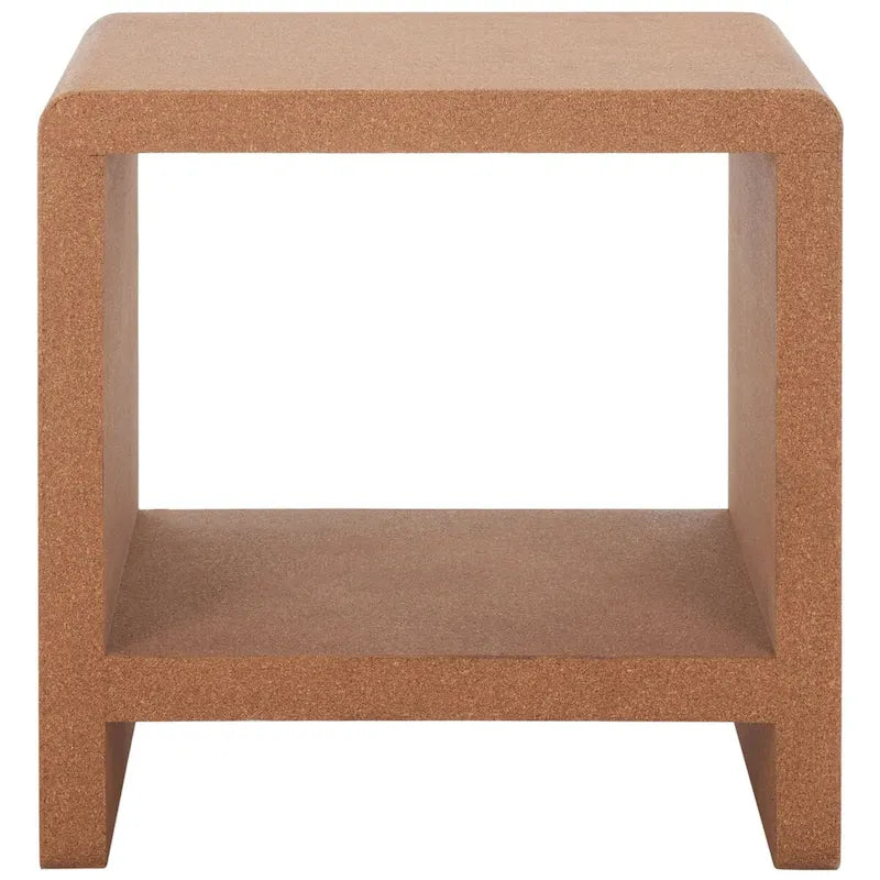 Cork Accent Table with Shelf - Waterfall Design