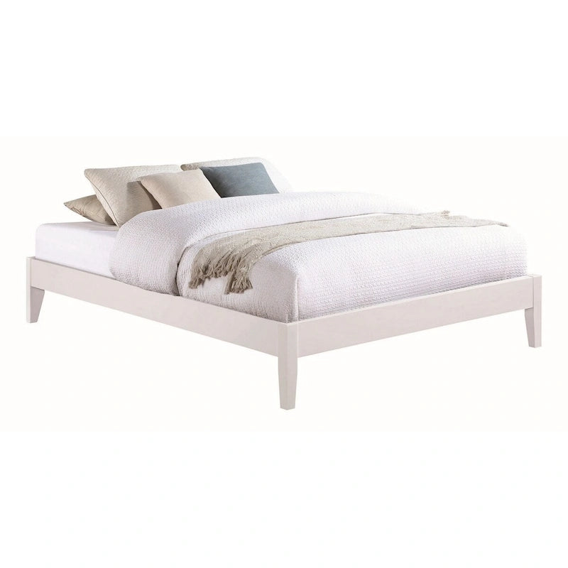 Cavi Modern Low Profile Platform Full Size Bed, Panel Sides, Slats, White