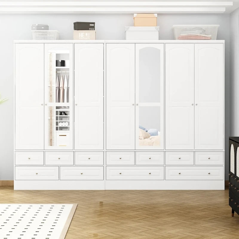 78.7H Combo Twin Wardrobe Set Elegance Meets Utility Armoires Closet