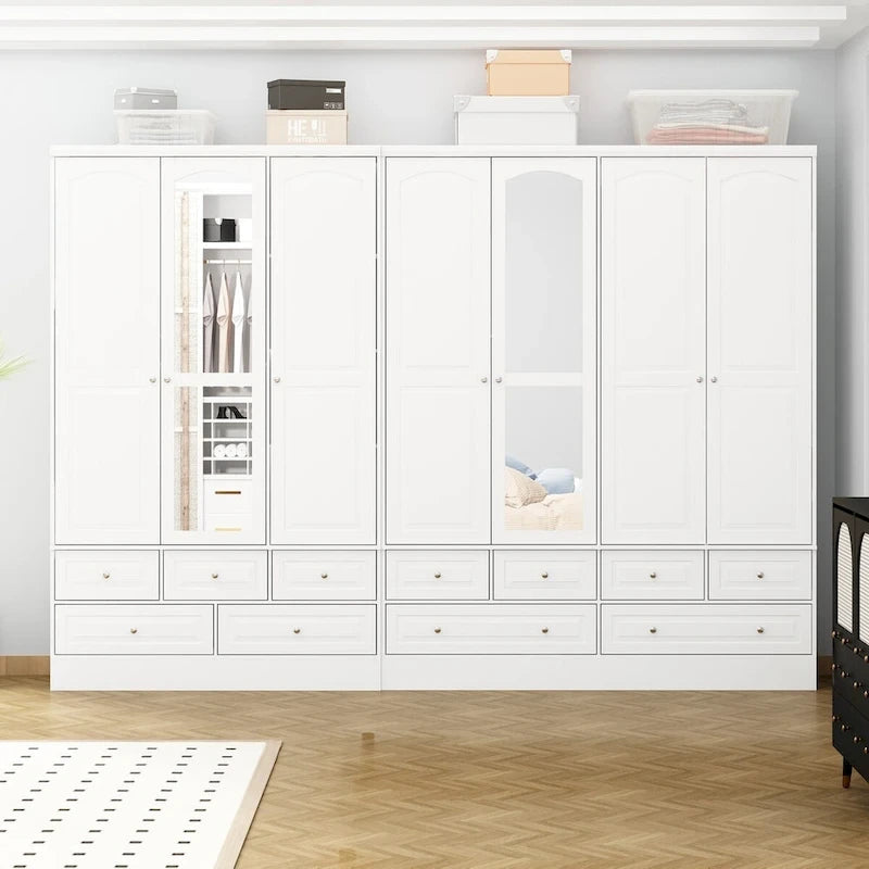 78.7H Combo Twin Wardrobe Set Elegance Meets Utility Armoires Closet