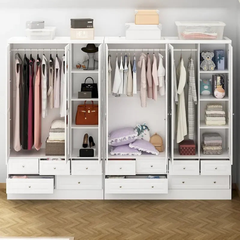 78.7H Combo Twin Wardrobe Set Elegance Meets Utility Armoires Closet