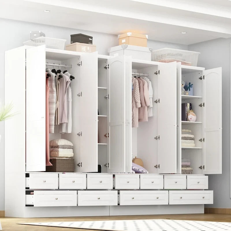 78.7H Combo Twin Wardrobe Set Elegance Meets Utility Armoires Closet