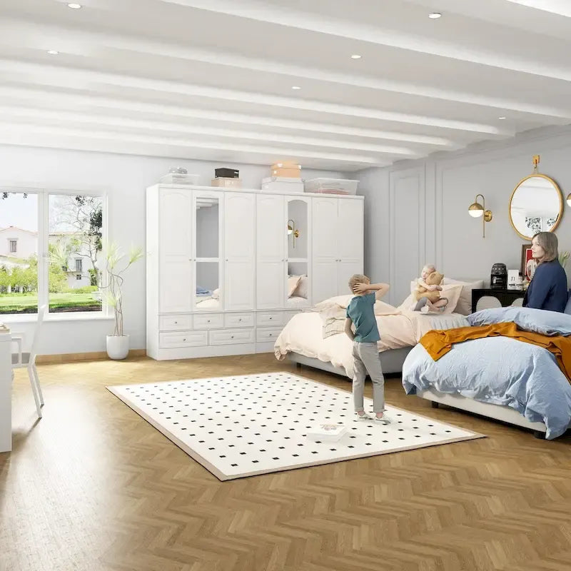 78.7H Combo Twin Wardrobe Set Elegance Meets Utility Armoires Closet