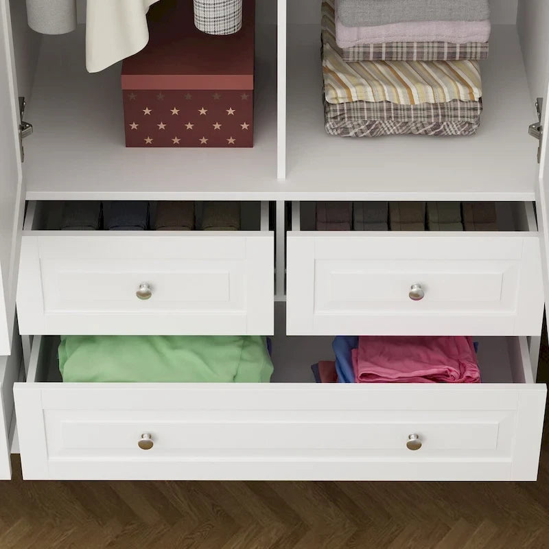 78.7H Combo Twin Wardrobe Set Elegance Meets Utility Armoires Closet