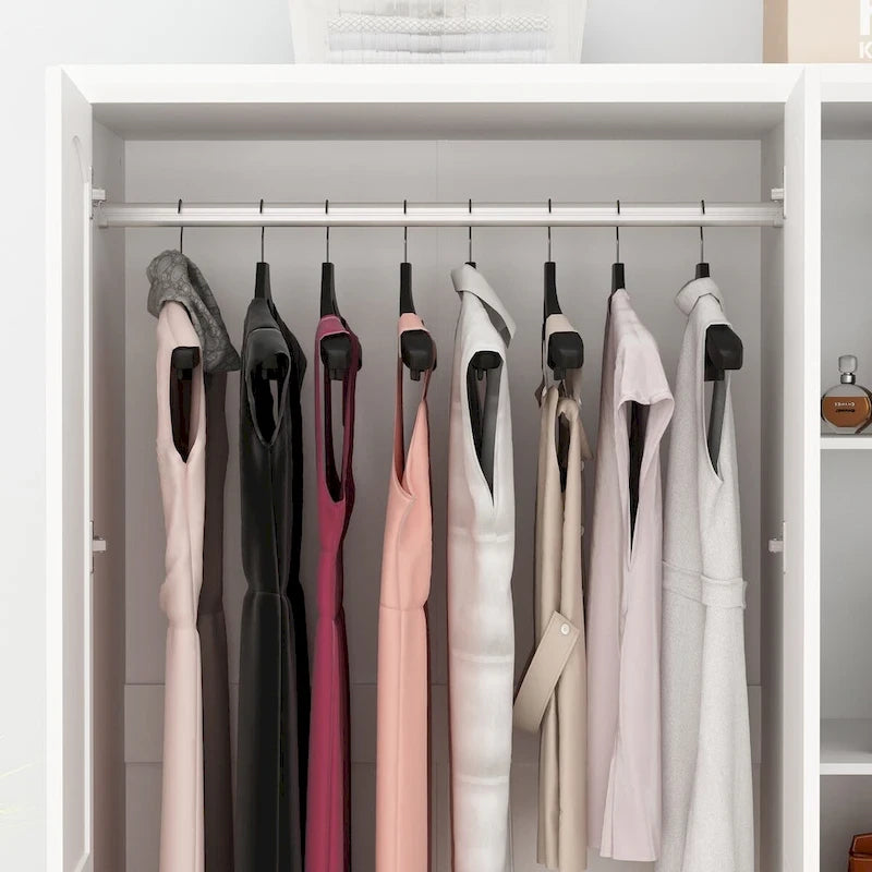 78.7H Combo Twin Wardrobe Set Elegance Meets Utility Armoires Closet