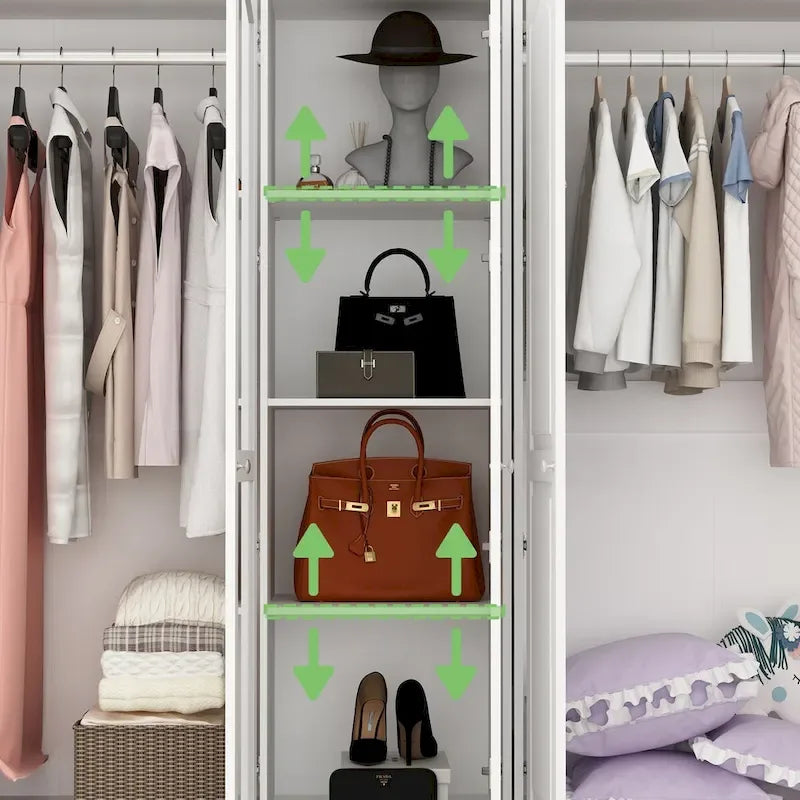 78.7H Combo Twin Wardrobe Set Elegance Meets Utility Armoires Closet