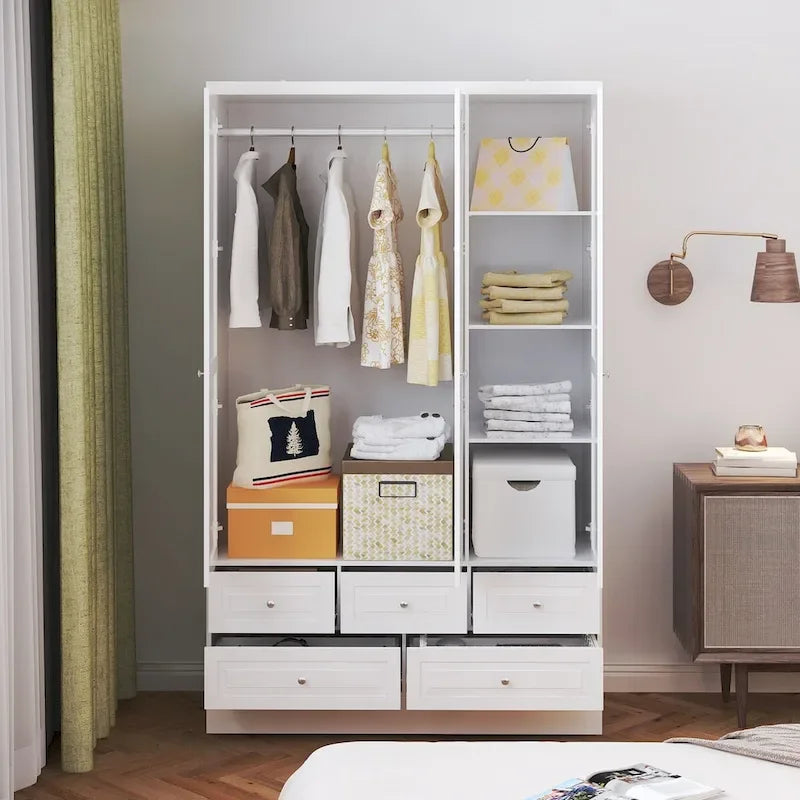 78.7H Combo Twin Wardrobe Set Elegance Meets Utility Armoires Closet