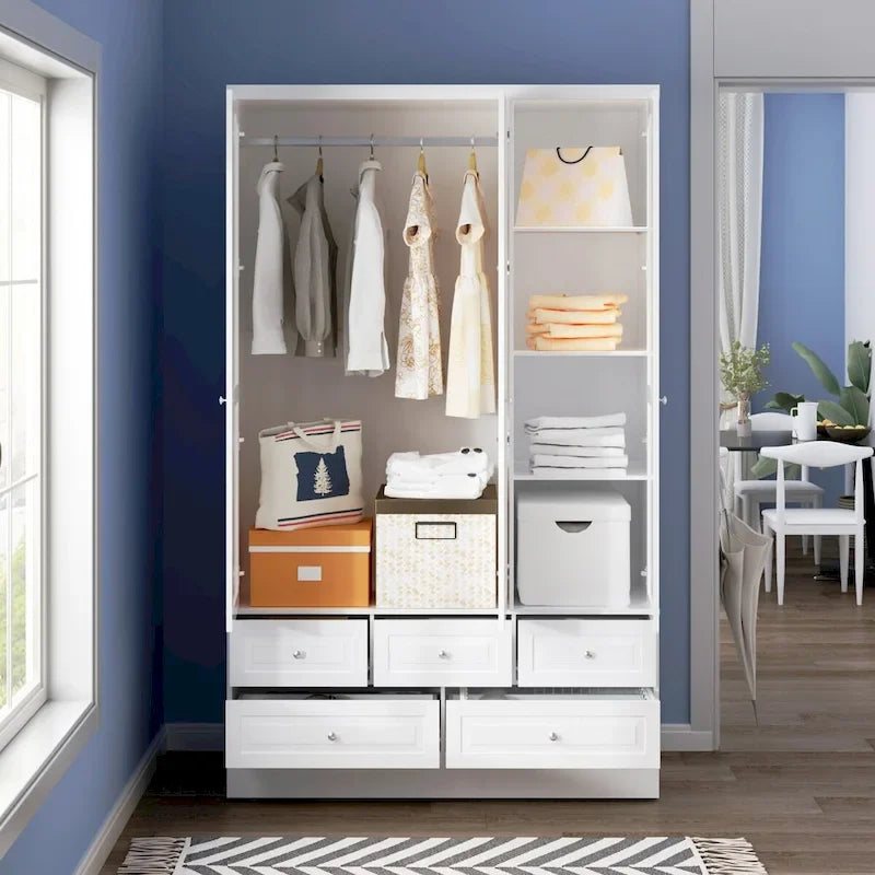 78.7H Combo Twin Wardrobe Set Elegance Meets Utility Armoires Closet