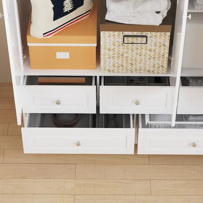 78.7H Combo Twin Wardrobe Set Elegance Meets Utility Armoires Closet