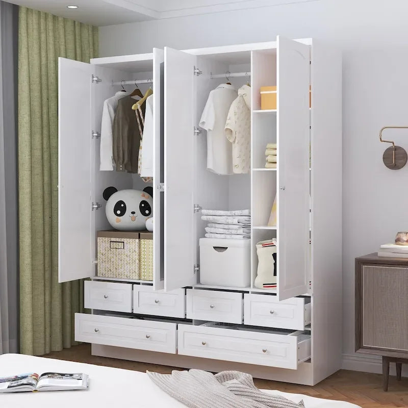 78.7H Combo Twin Wardrobe Set Elegance Meets Utility Armoires Closet