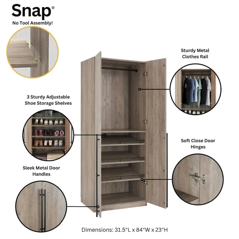 Manhattan Comfort Lee Modern 3.0 Freestanding Wardrobe Closet Armoire Set of 3