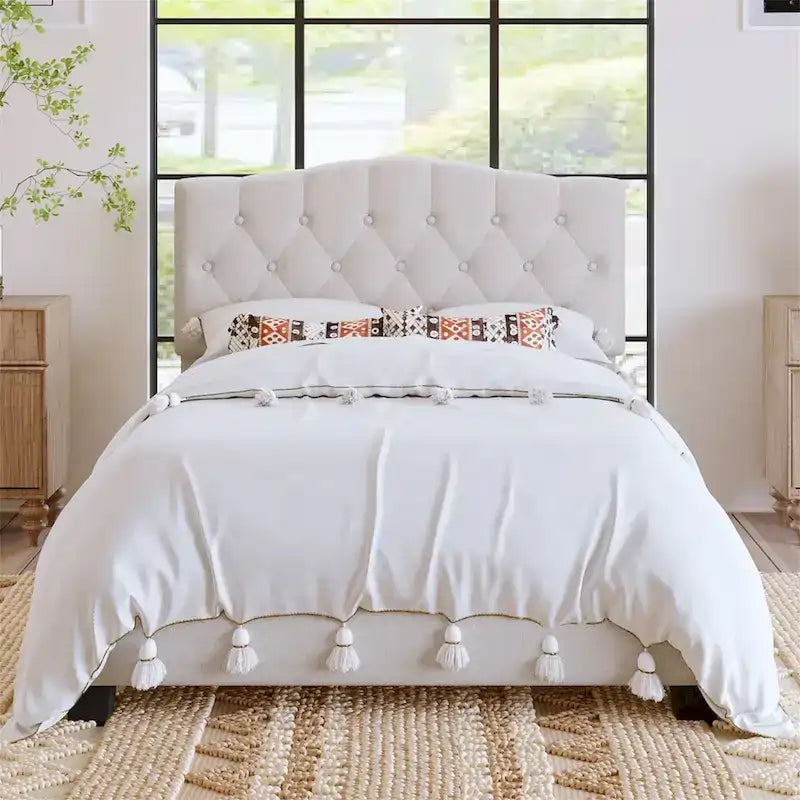 Upholstered Platform Bed with Curved Headboard by Harper&Bright Designs
