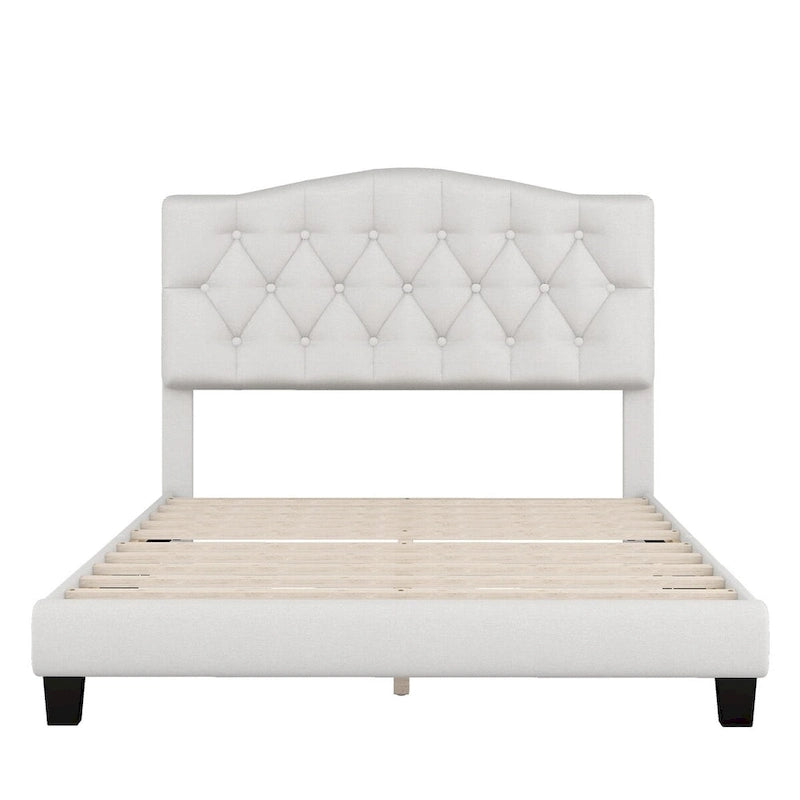 Upholstered Platform Bed with Curved Headboard by Harper&Bright Designs