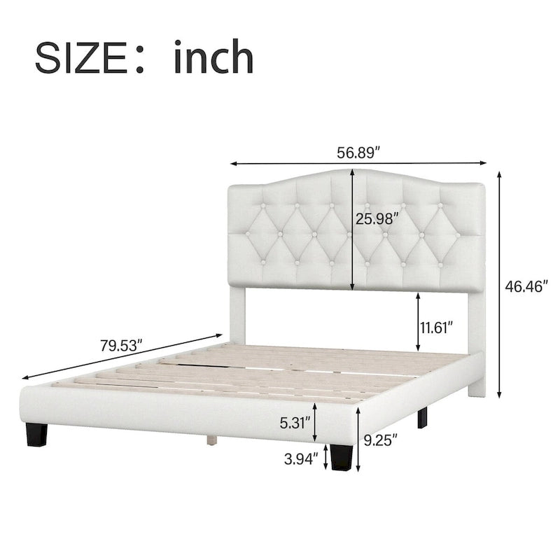 Upholstered Platform Bed with Curved Headboard by Harper&Bright Designs