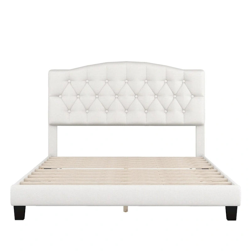 Upholstered Platform Bed with Curved Headboard by Harper&Bright Designs