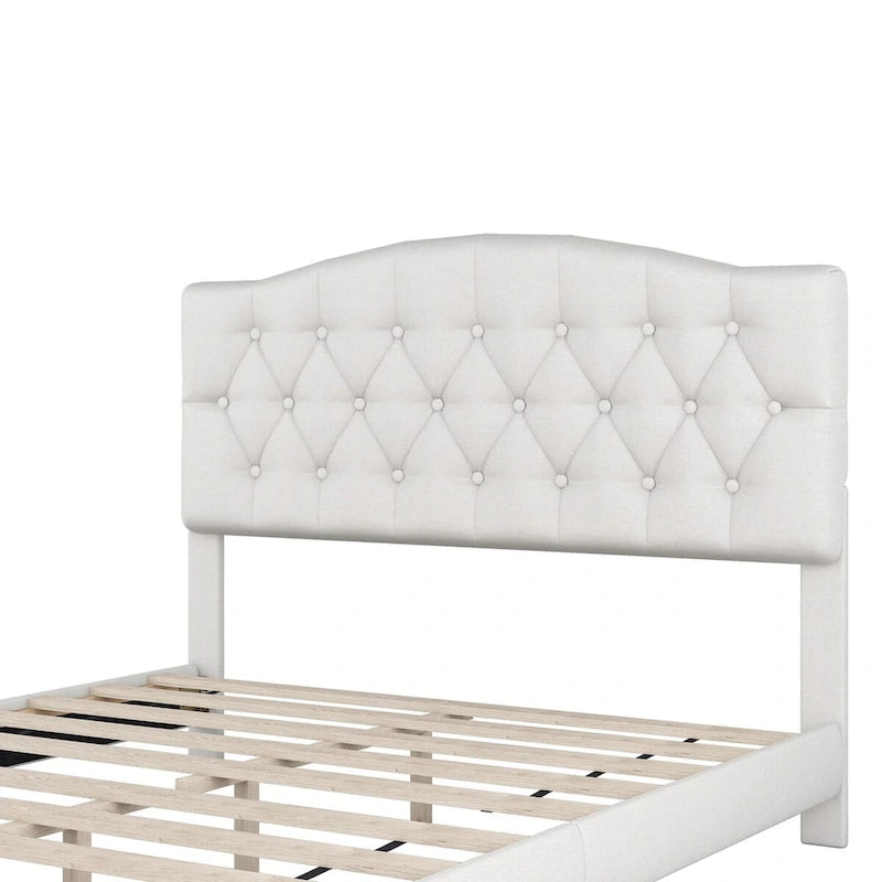 Upholstered Platform Bed with Curved Headboard by Harper&Bright Designs