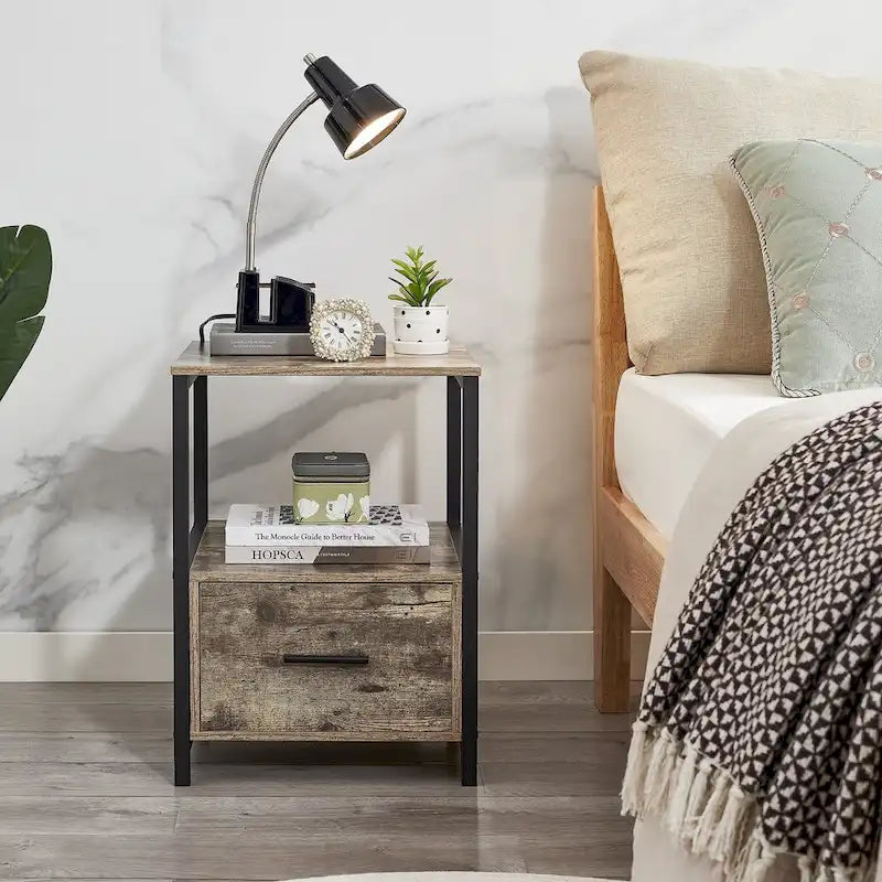 Javlergo (Set of 2) 1-Drawer Nightstand, Modern Square End Side Table for Bedroom, Living Room