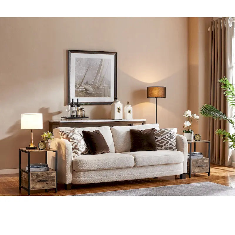 Javlergo (Set of 2) 1-Drawer Nightstand, Modern Square End Side Table for Bedroom, Living Room