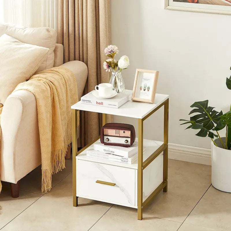 Javlergo (Set of 2) 1-Drawer Nightstand, Modern Square End Side Table for Bedroom, Living Room