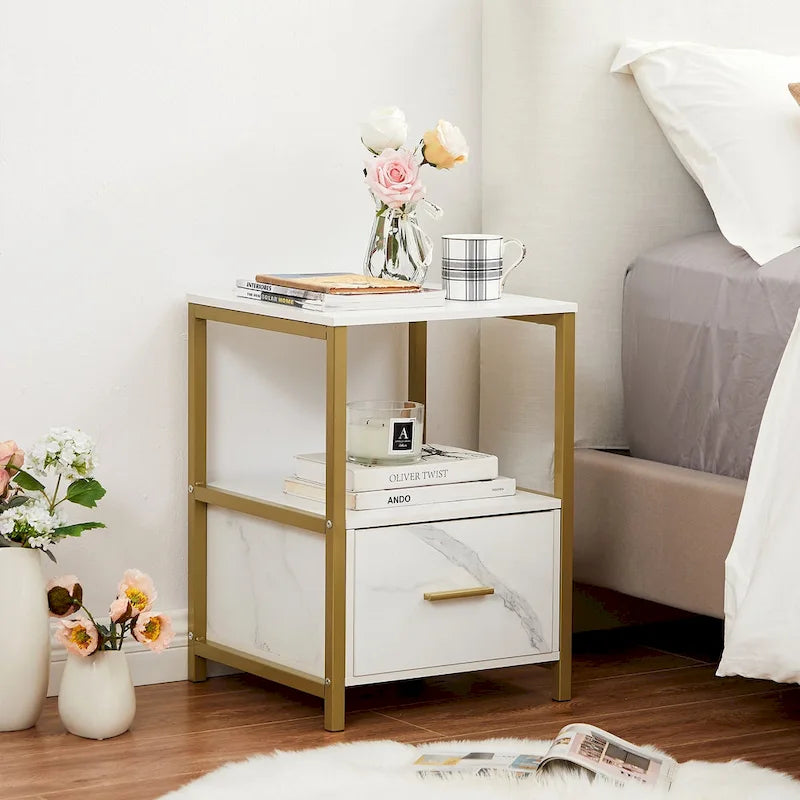 Javlergo (Set of 2) 1-Drawer Nightstand, Modern Square End Side Table for Bedroom, Living Room