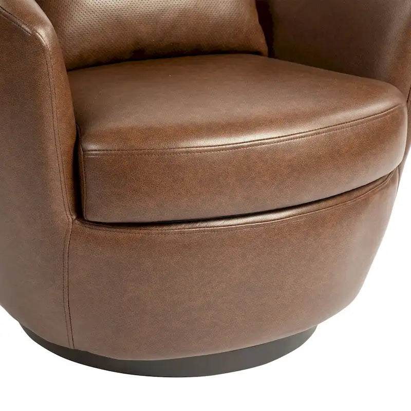 Upholstered Swivel Barrel Armchair with Storage Modern Living Room Side Chair for Bedroom, Office, Reading Spaces- PU