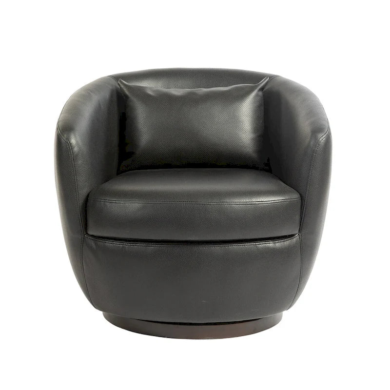 Upholstered Swivel Barrel Armchair with Storage Modern Living Room Side Chair for Bedroom, Office, Reading Spaces- PU