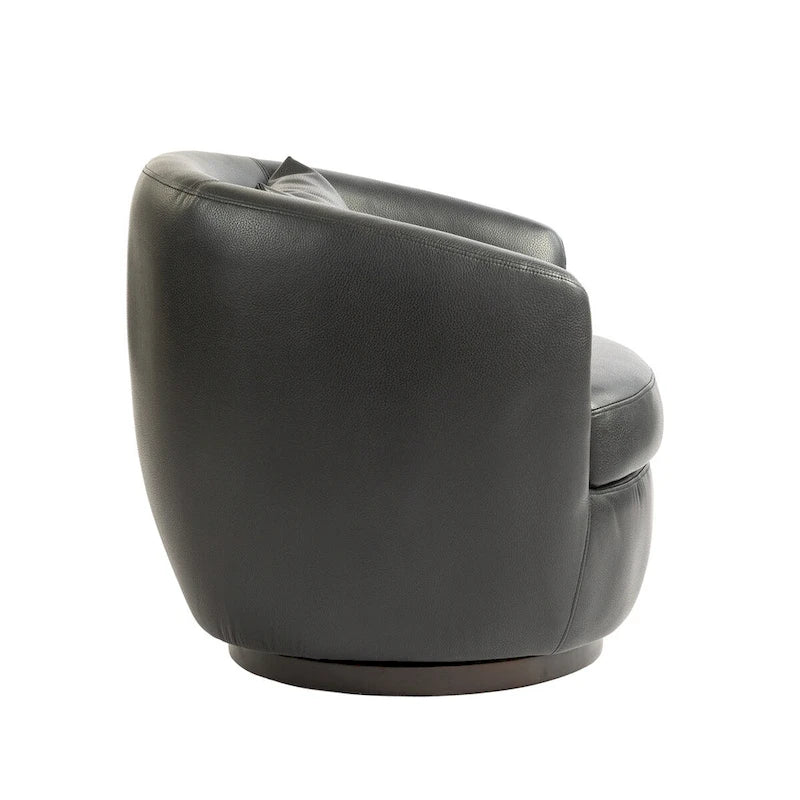 Upholstered Swivel Barrel Armchair with Storage Modern Living Room Side Chair for Bedroom, Office, Reading Spaces- PU