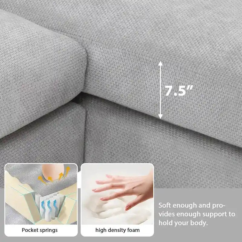 Oversized Sectional Couch with Chaise Lounge, L-shaped Chenille Sectional Sofa for Living Room,Apartment,Office