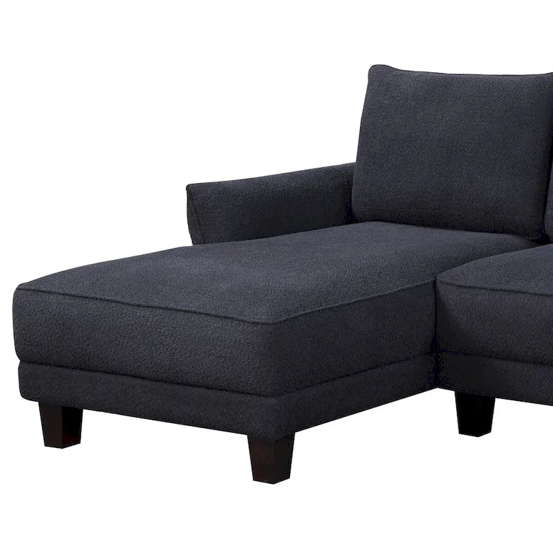 Belle Black Sherpa Sectional Sofa with Left-facing Chaise - 96W x 59D x 34.5H