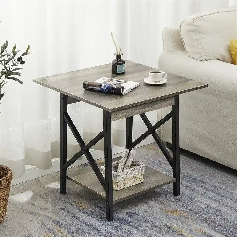 End Table 24 inch Industrial Design Large Side Table - 23.62D x 23.62W x 23.43H