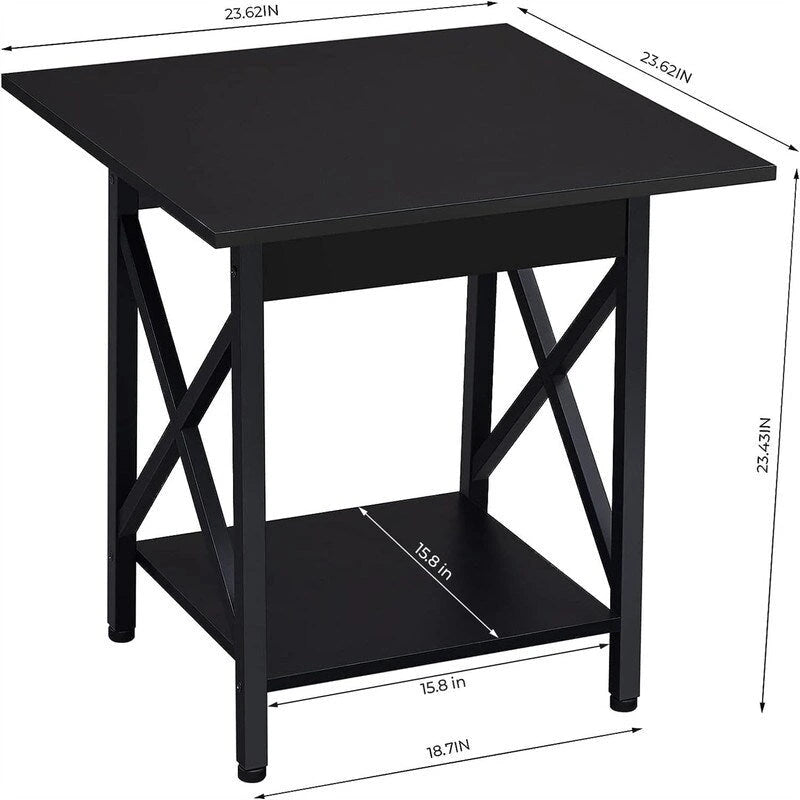 End Table 24 inch Industrial Design Large Side Table - 23.62D x 23.62W x 23.43H