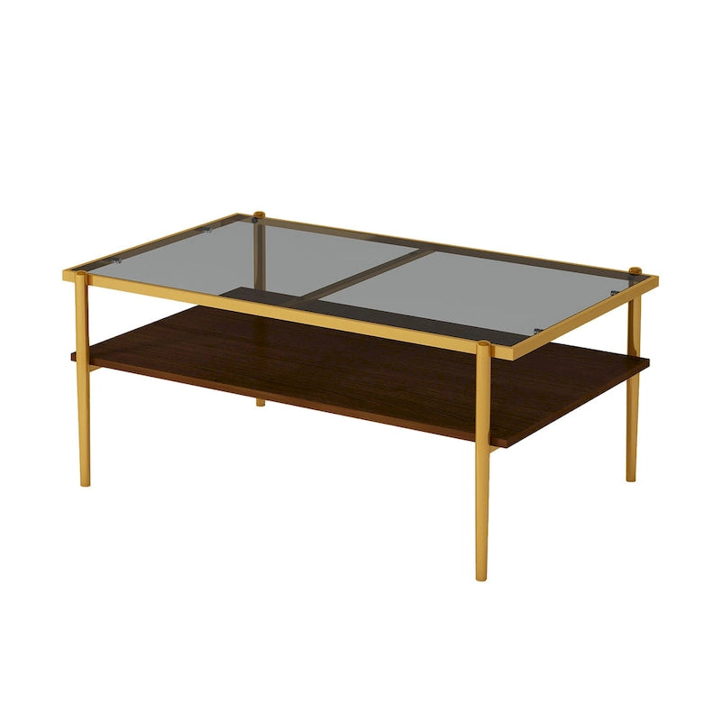 Rectangle Coffee Table with Tempered Glass top,Modern Table for Living Room