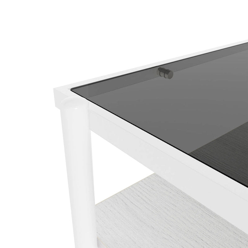 Rectangle Coffee Table with Tempered Glass top,Modern Table for Living Room