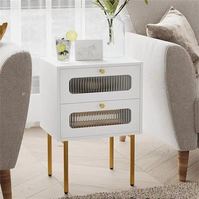 Small Nightstand with Drawers for Bedroom - 11.8D x 15.7W x 22.4H