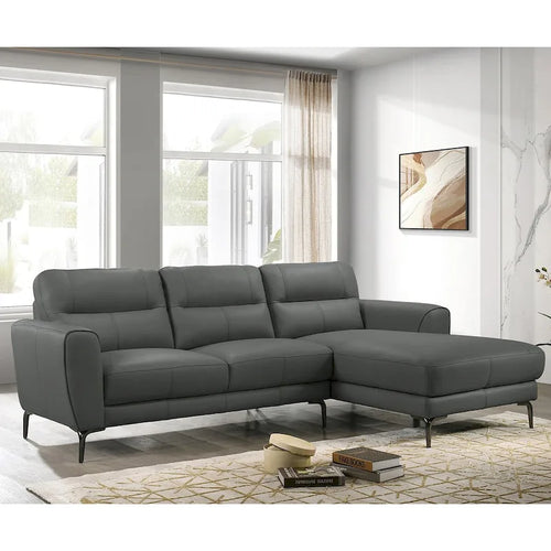 2 Piece Faux Leather Sectional Set with Metal Legs