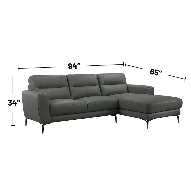 2 Piece Faux Leather Sectional Set with Metal Legs