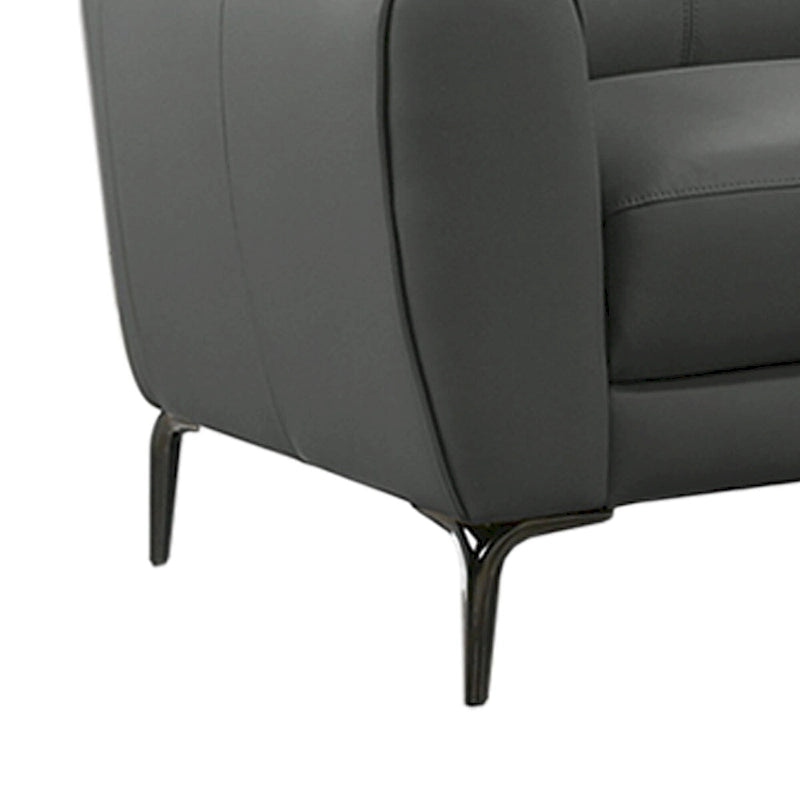 2 Piece Faux Leather Sectional Set with Metal Legs