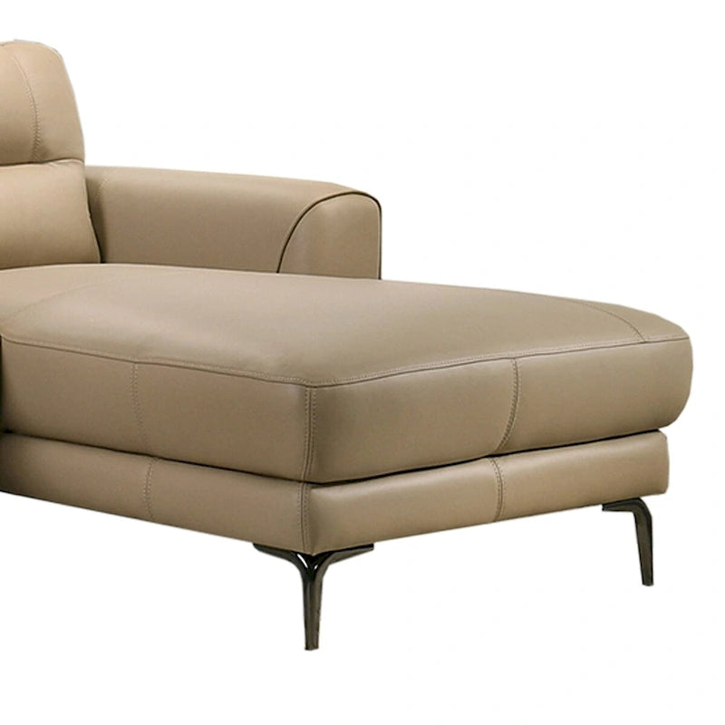 2 Piece Faux Leather Sectional Set with Metal Legs