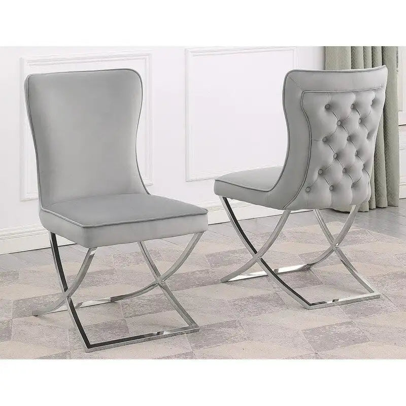 Best Master Furniture Leanne Velvet Upholstered Tufted Side Chairs - N/A