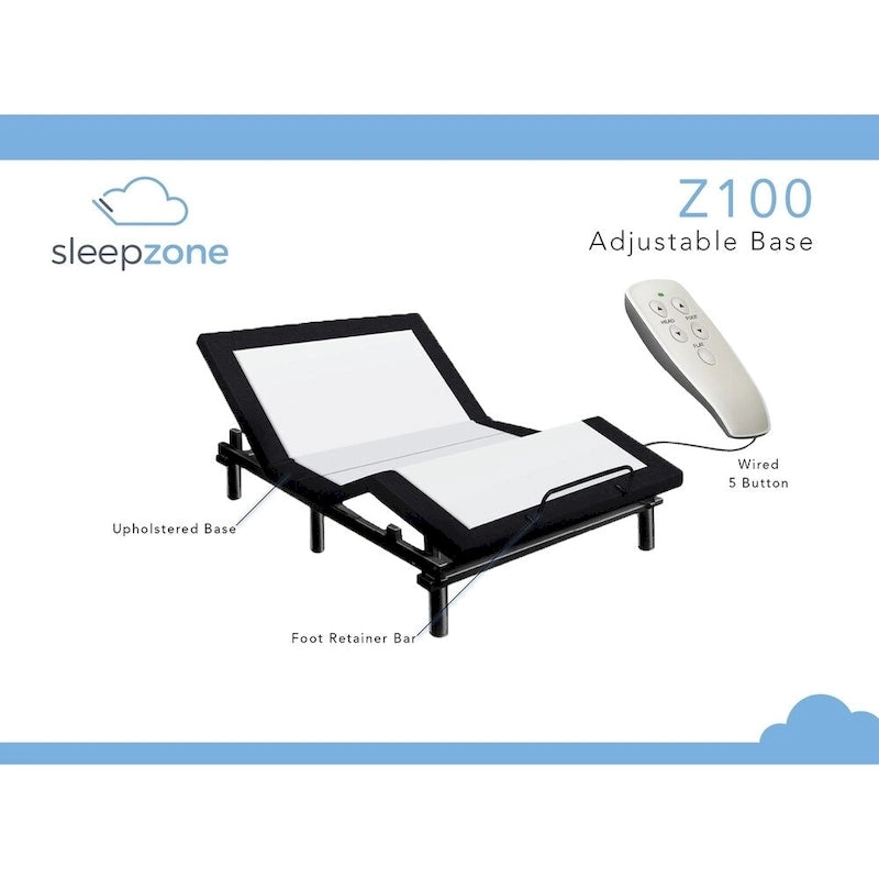 Sleep Zone Pacifica 12-inch Memory Foam Mattress and Z100 Adjustable Bed Set