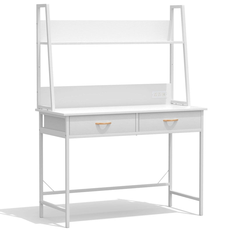 Computer Desk Writing Table w/ Power Outlets, Drawers and Storage Shelf, Workstation for Home Office