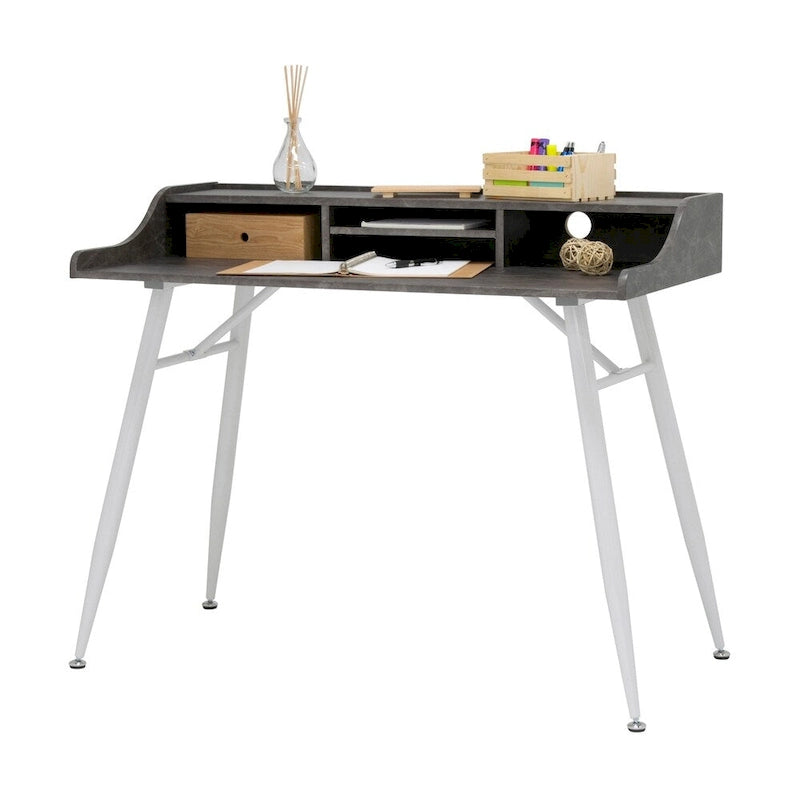 Calico Designs Woodford 45 Wide Modern, Secretary, Writing, Desk with Low Storage Hutch and Metal Tapered Legs